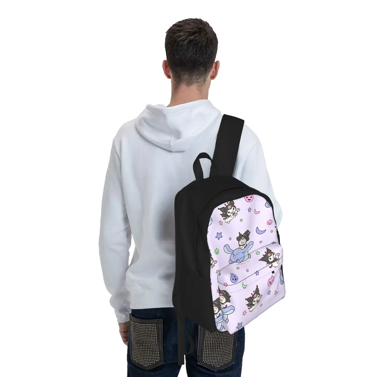 Mochila de dibujos animados Kawaii Black Rabbit para mujer, Bolsa Escolar clásica para niños, Mochila para computadora, Mochila impermeable para adolescentes