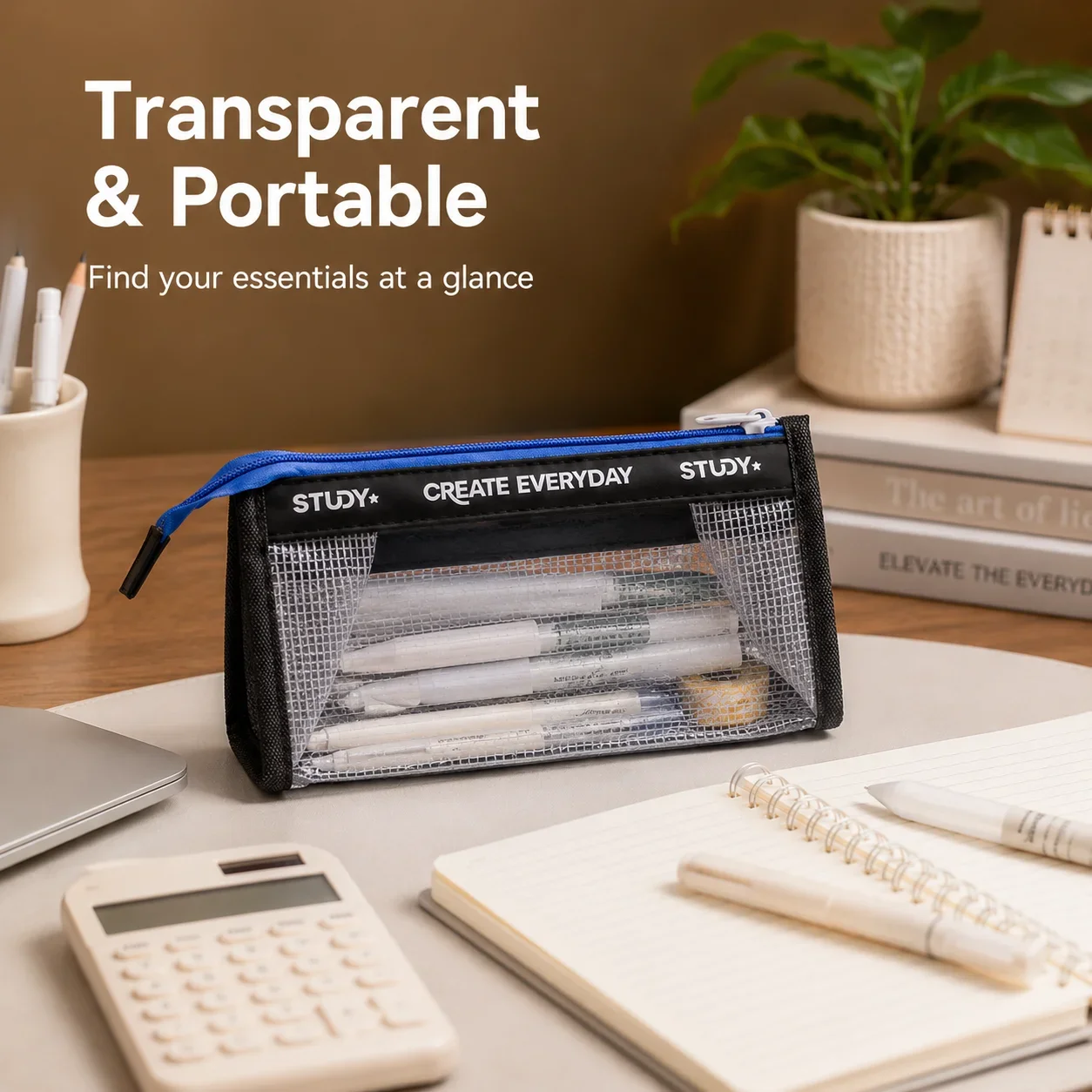 Large Capacity Transparent Pencil Case Visible Dirt-resistant Pen Bag Multiple Layers Portable Stationery Organizer