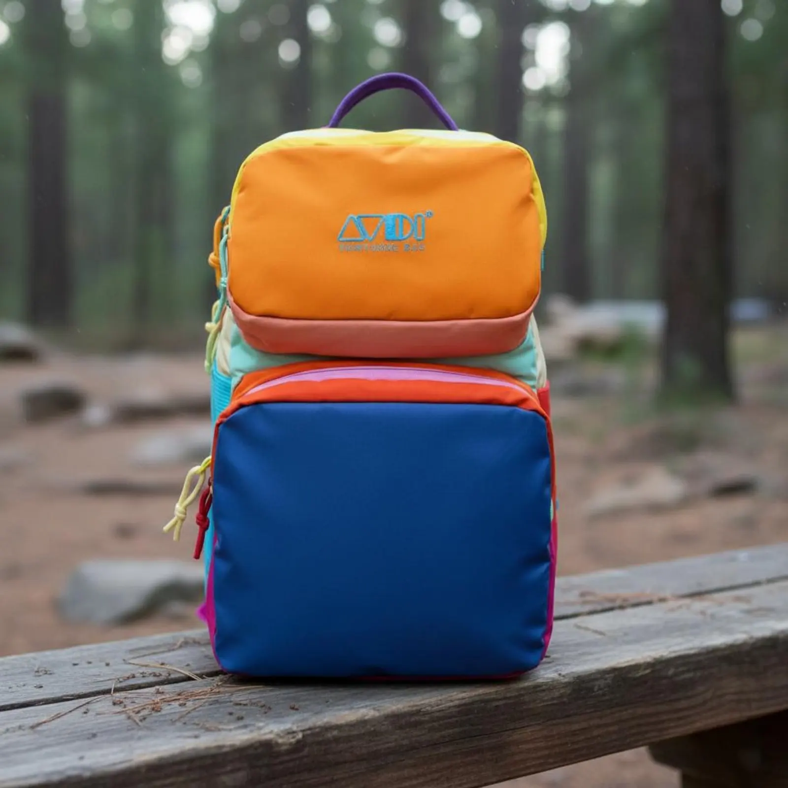 

Multicolor Backpack Lightweight Patchwork Student Rucksack Dual-Compartment Chic Daypack Adjustable Straps School Bag Side