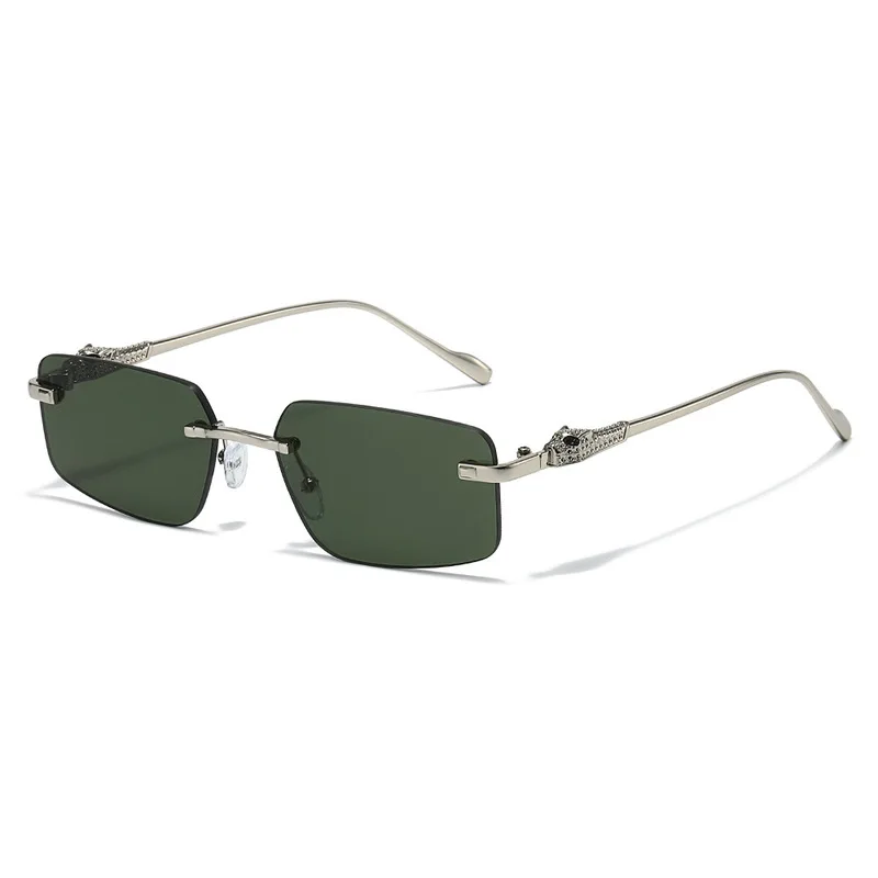 New Cheetah Sunglasses Men Rectangle Rimless Sun Glasses UV400 Luxury Brand Same Styles Summer Sun Screen Shades Oculos
