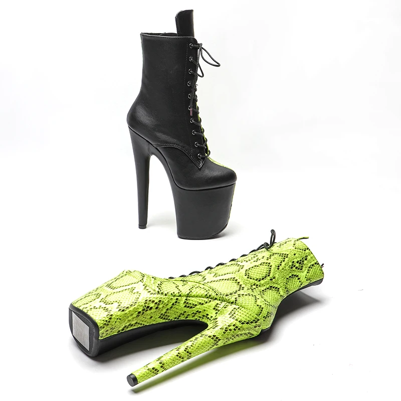 Leecabe 20CM/8inches Snake Print with Matte PU Trend Fashion High Heel Platform Stripper Heel Pole Dance Boots