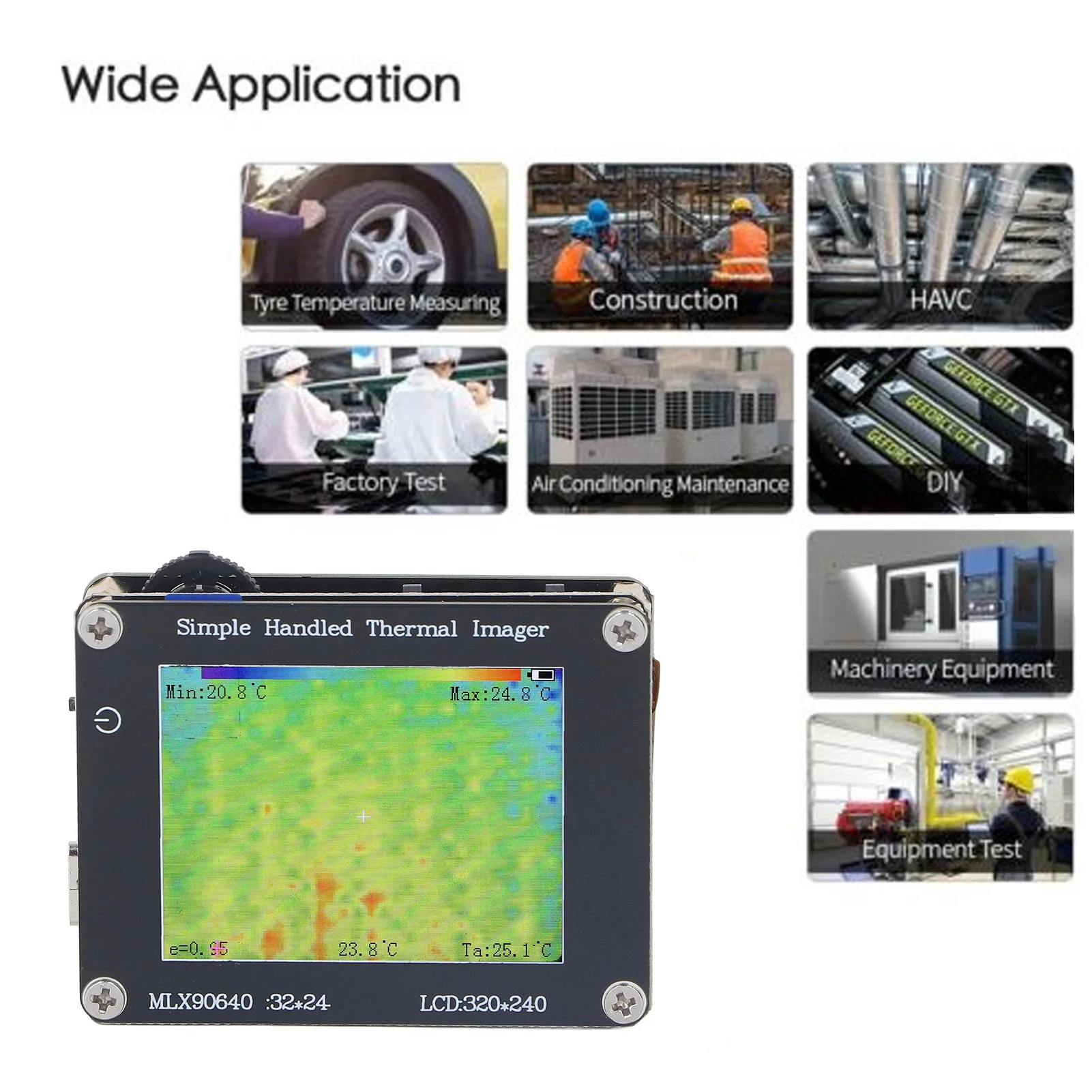 

Thermal Imager 2in Screen 240 X 320 ‑ 40 ℃ To 300 ℃ Thermal Imager Infrared Camera for Temperature Measurement