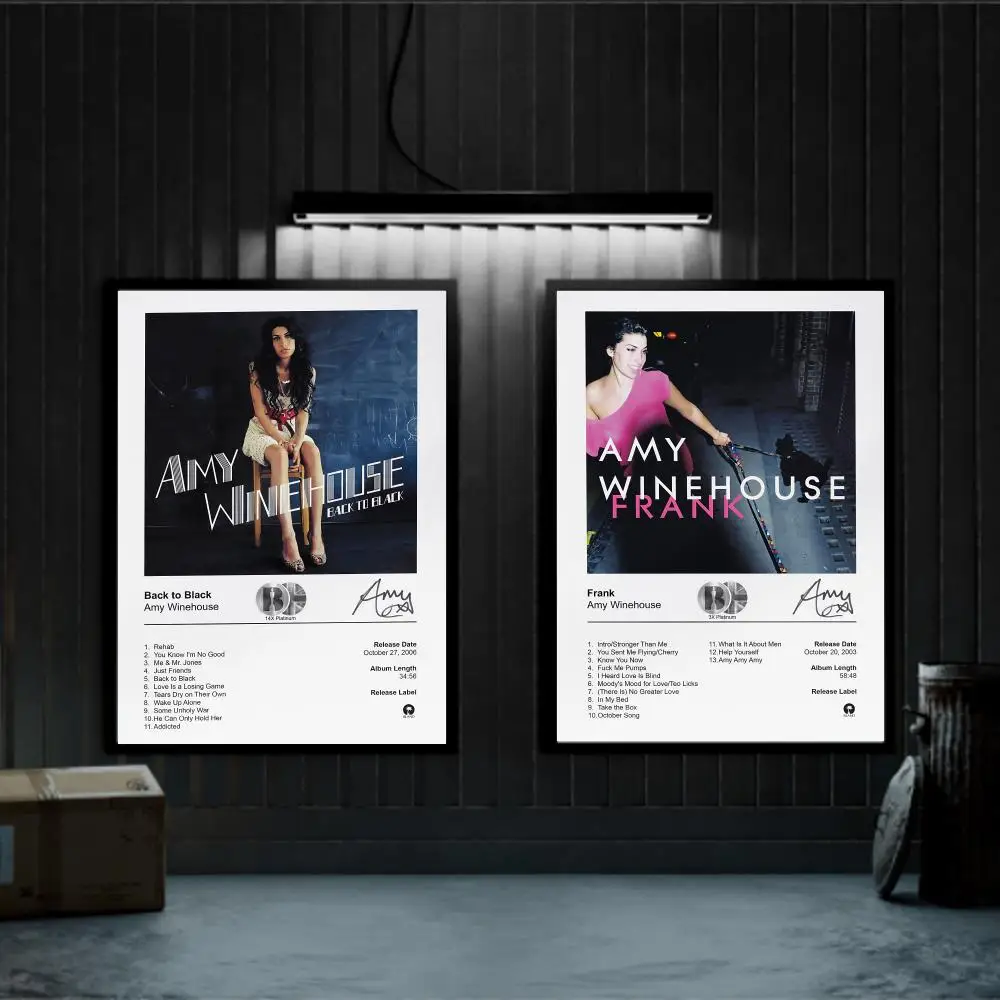 

A-Amy W-Winehouse Poster Prints Canvas Painting Wall Art Picture Living Room Home Decor Tracklist Music Album Cover