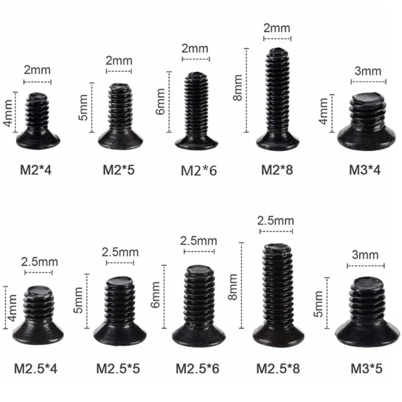 AXK-Jeu de vis Phillips à tête plate pour ordinateur portable, kit de vis pour ordinateur portable, M2, M2.5, M3, KM, 500 pièces