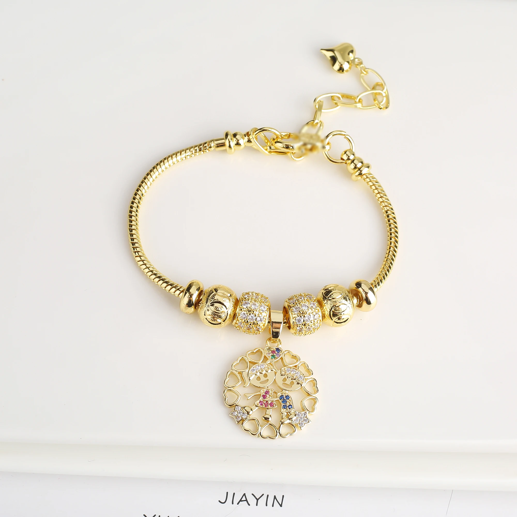 New Popular Boys Girls Character Theme Charms Snake Chain Bracelet For Women Inlaid Shiny Zircon Birthday Party Jewelry Gifts
