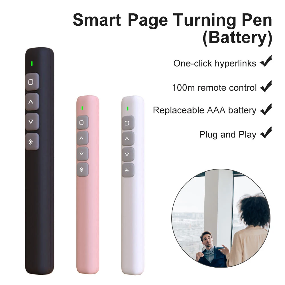 Wireless Presenter Remote Control 2.4GHz USB Projector Page Turning Pen For PPT Powerpoint Presentation Pointer Slide Advancer