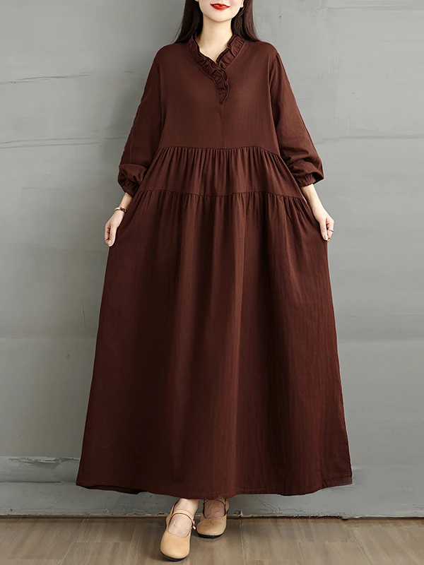 

Длинное платье из хлопка и льна с высокой талией, большая юбка трапециевидной формы длиной до колена, осенняя модная женская юбка свободного покроя