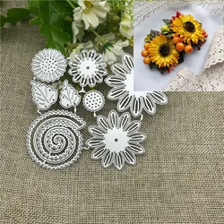 exquisite 3D sunflower Metal cutting dies mold Round hole label tag Scrapbook paper craft knife mould blade punch stencils dies