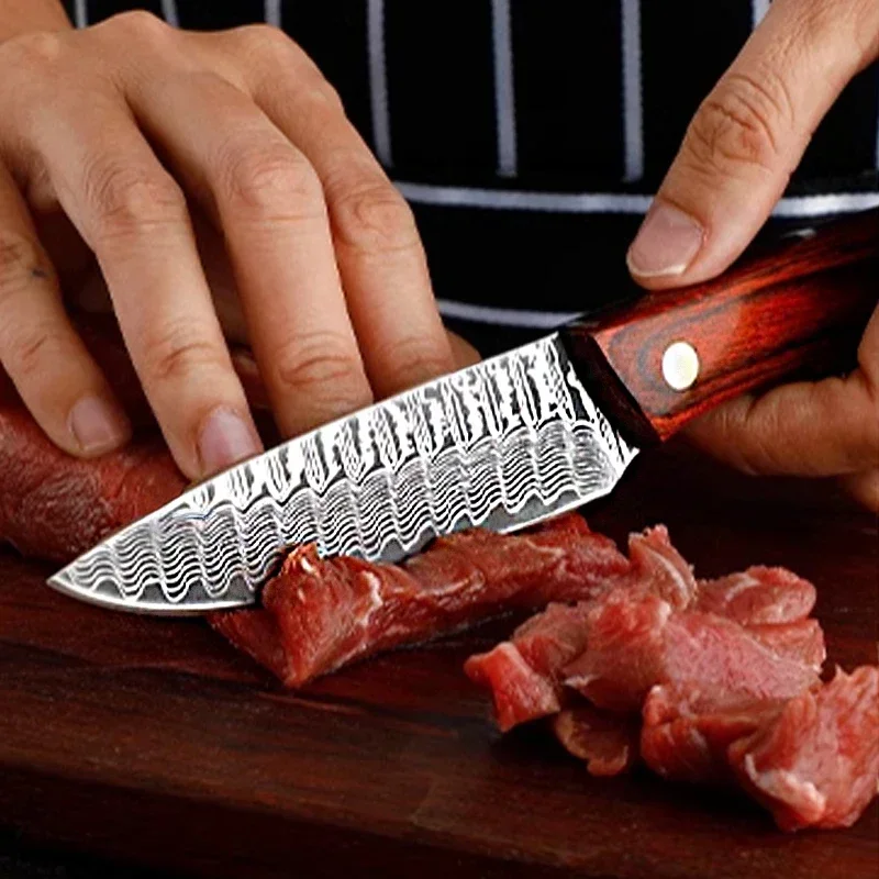 Fixed blade sharp fish knife,outdoor Versatile knife with knife set,colored wood handle,corrosion resistance knife grain,barbecu