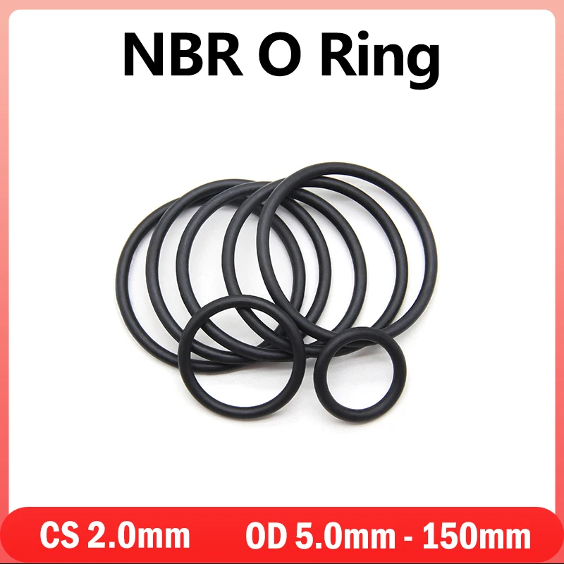 10/50pcs NBR O Ring  Nitrile Rubber Gasket Thickness CS 2mm OD 5~150mm Black Round O Type Corrosion Oil Resist Sealing Washer