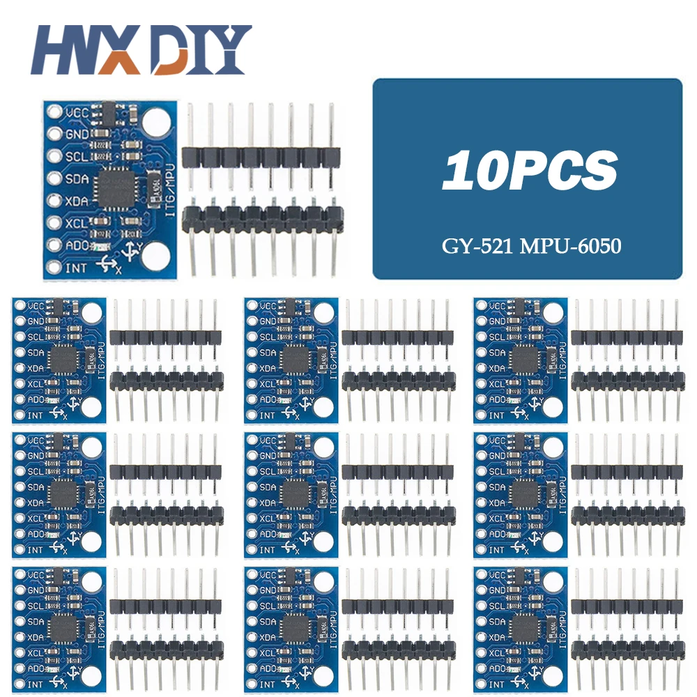 1-10pcs GY521 GY-521 MPU6050 IIC I2C Interface 3 Axis Analog Gyroscope Sensor Accelerometer Compatible Module for Arduino