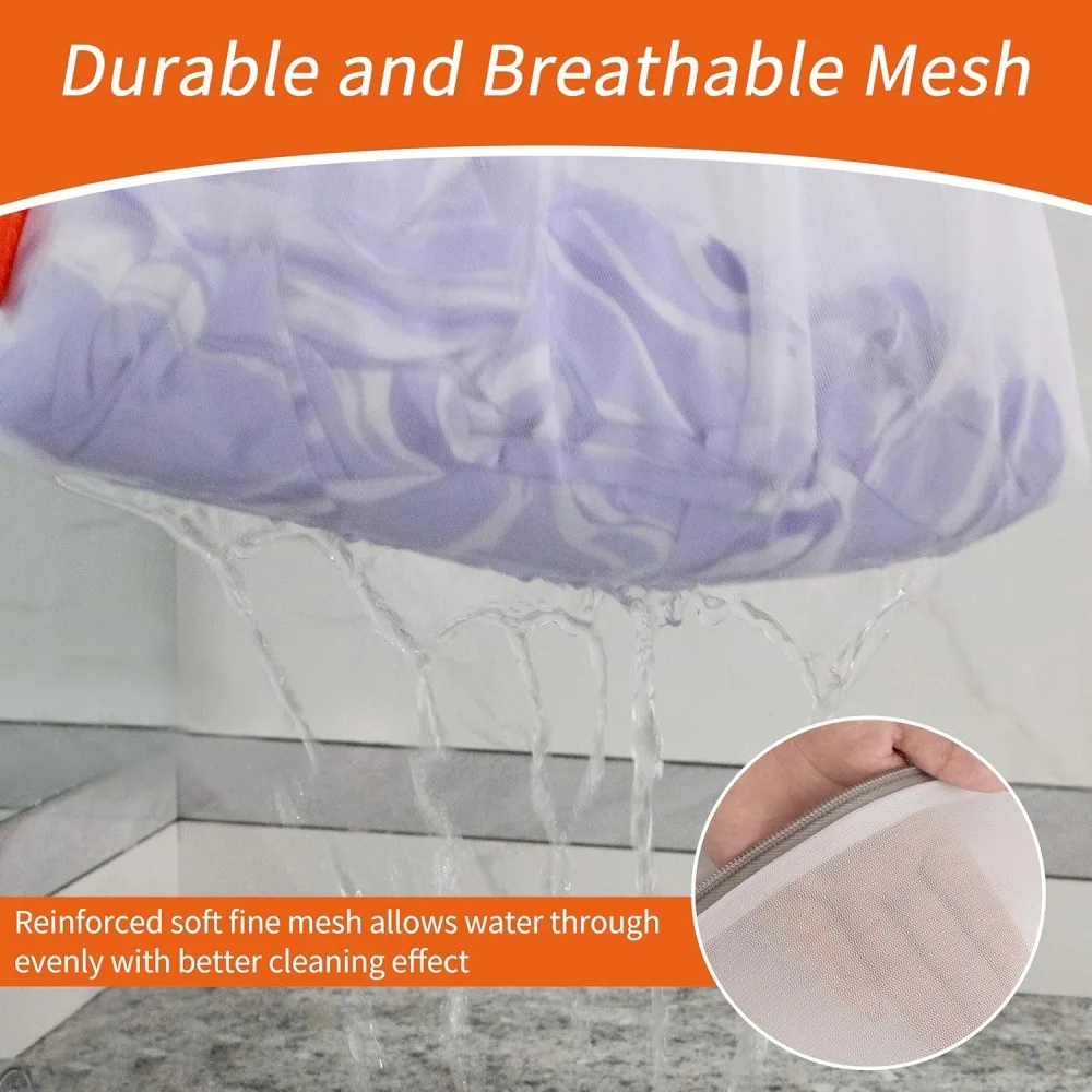 2 Pack Thick Mesh Laundry Wash Bags, Fine Mesh Zipper Washing Bags, Reusable Delicates Lingerie Bra Sock Laundry Net Bags for Washing Machine Home Clothes Care
