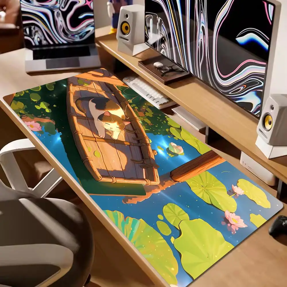 

Anime Cute Cat Mouse Pad Computer Accessories Office Game Table Mats Rubber Anti-slip Gaming Keyboard Mousepads Desk Pads 40X90