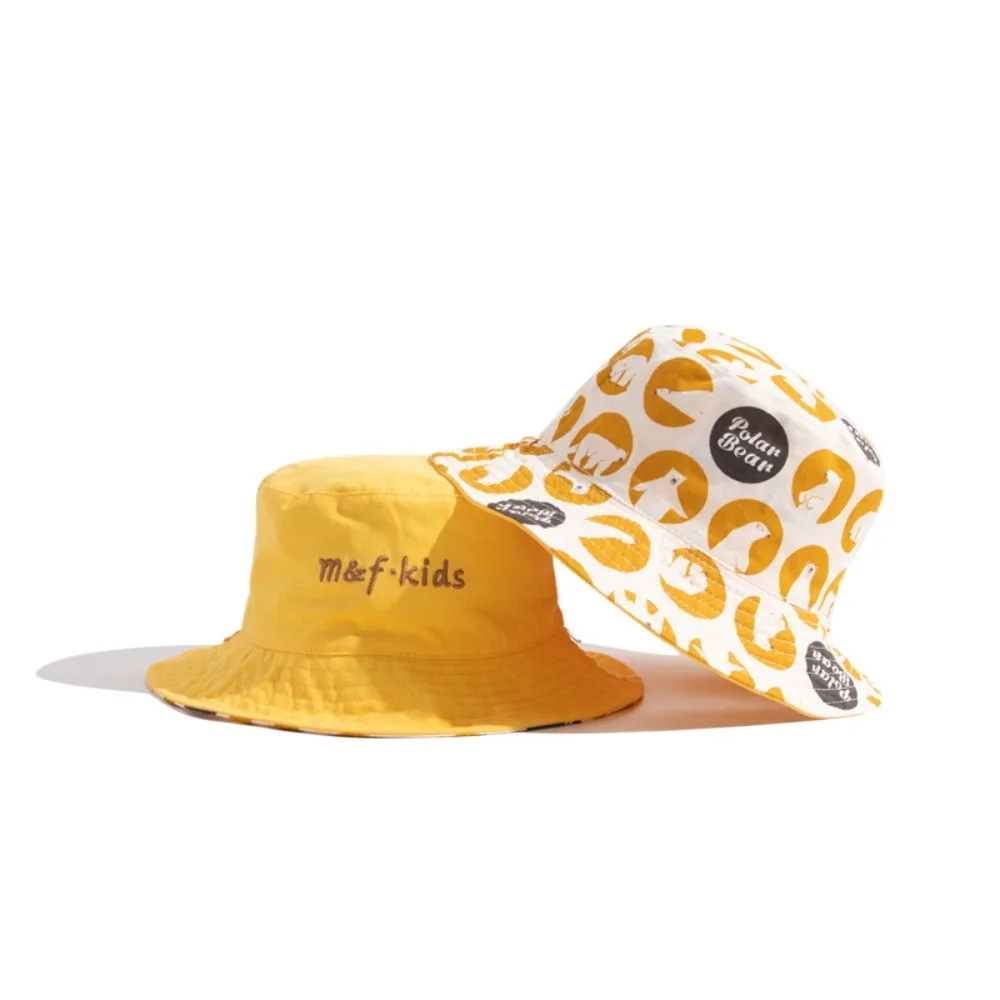 

Korean Style Double Sided Kid Sunhat Cotton Breathable Baby Shading Hat Anti-UV Letter Embroidery Children's Fisherman Hat Kid