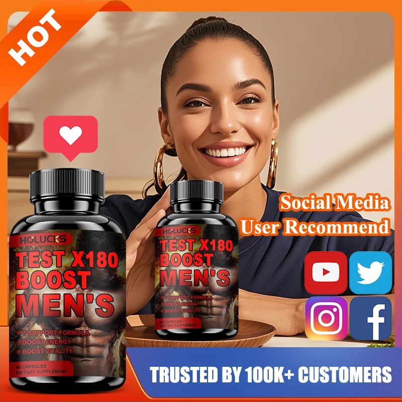 HOLUCKS Men's T-Level Support Supplement, Natural Complex with Boron & Vitamins, Promote Vitality, Stamina & Workout Readiness