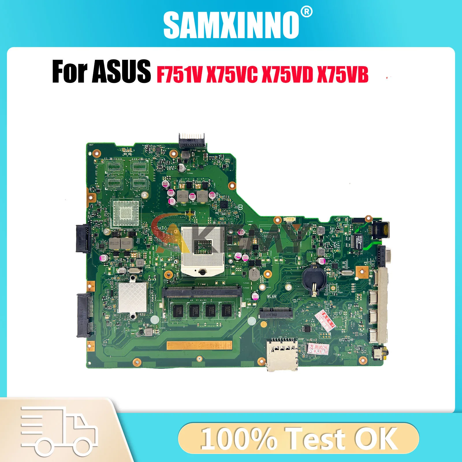 

X75VD Laptop Motherboard For ASUS VivoBook X75VB X75VC X75VD X75V F751V Notebook Mainboard in stock 100% tests OK fast shipping