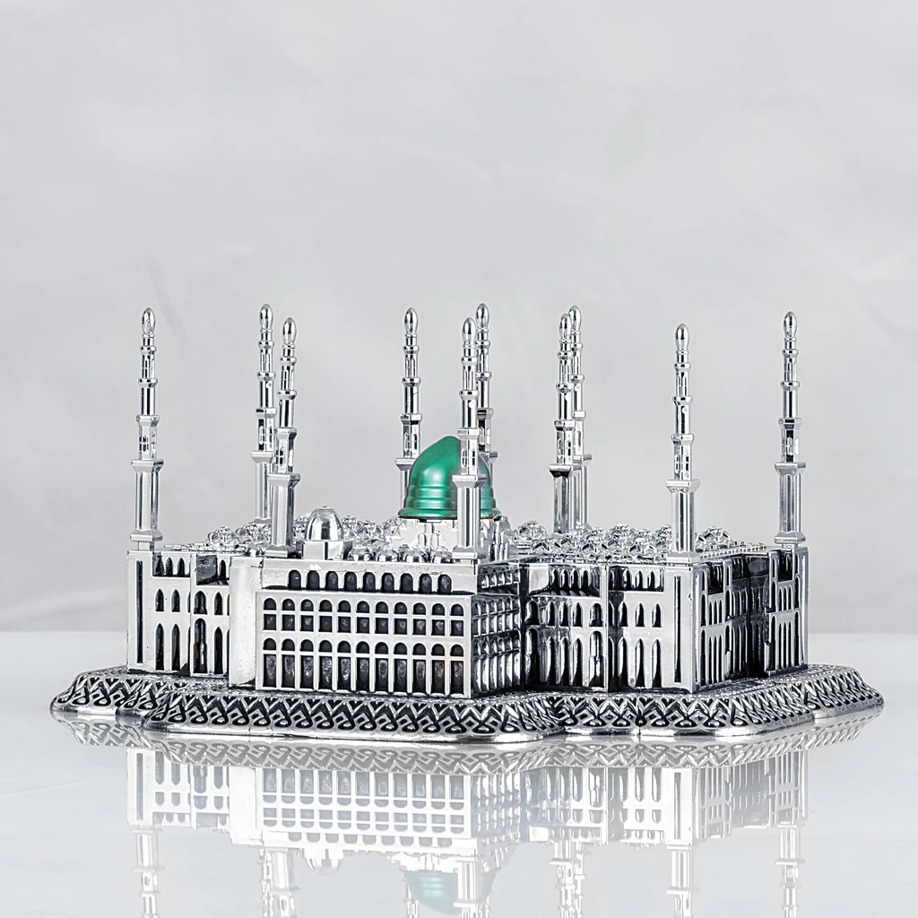 LaModaHome Silver Color Masjid Nabawi Design Islamic Table Decor for home