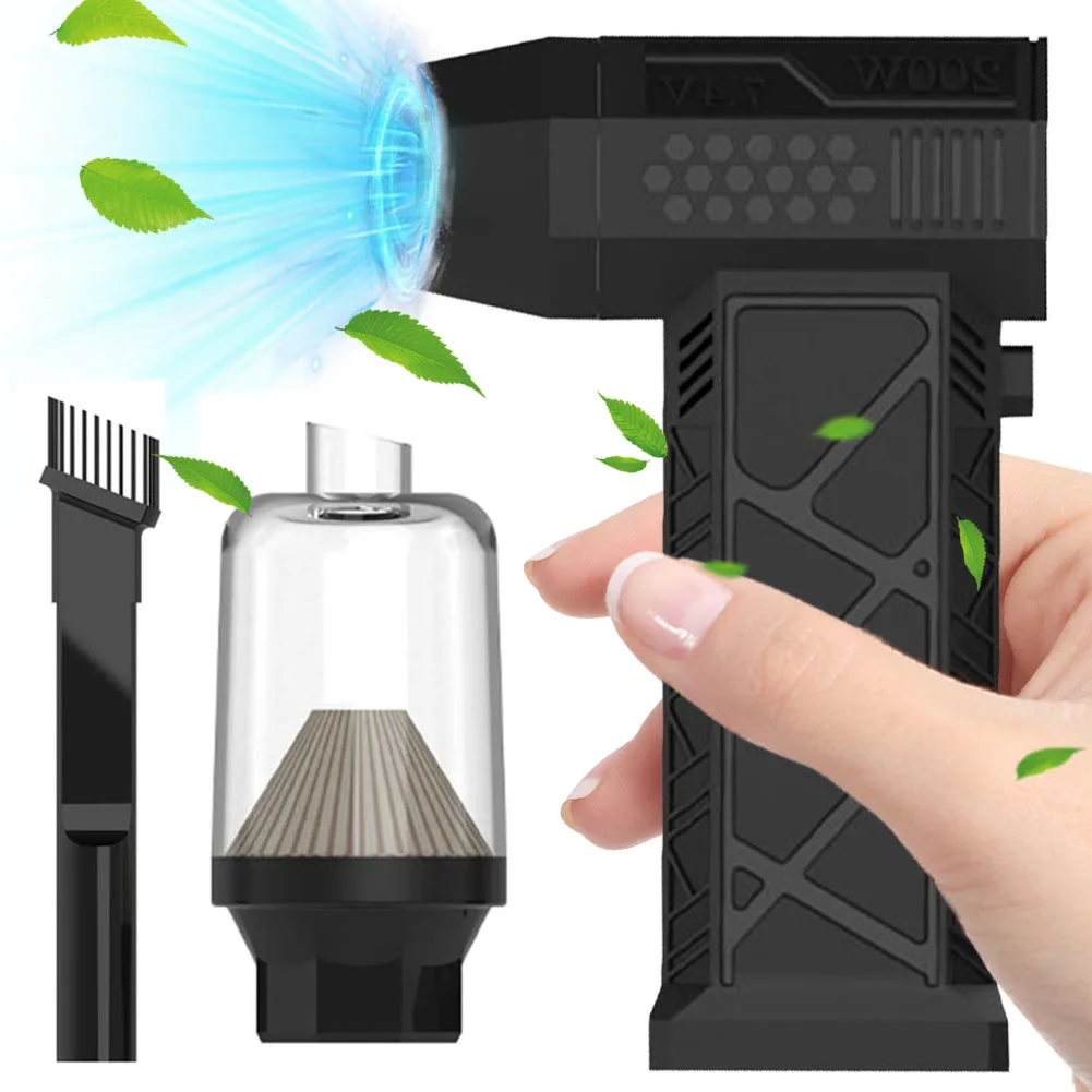 130000RPM Mini Turbo Fan Multifunctional Jet Dry Mini Blower Strong Power Wireless Dust Blower with Brush & Nozzle for Home Car