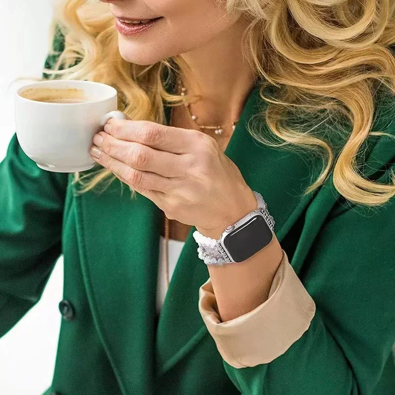 Joyería + correa de Metal de aleación para Apple Watch 49mm 45mm 44mm 41mm 42mm 40mm pulsera de mujer iWatch 10 9 8 7 6 5 4 3 SE cinturón