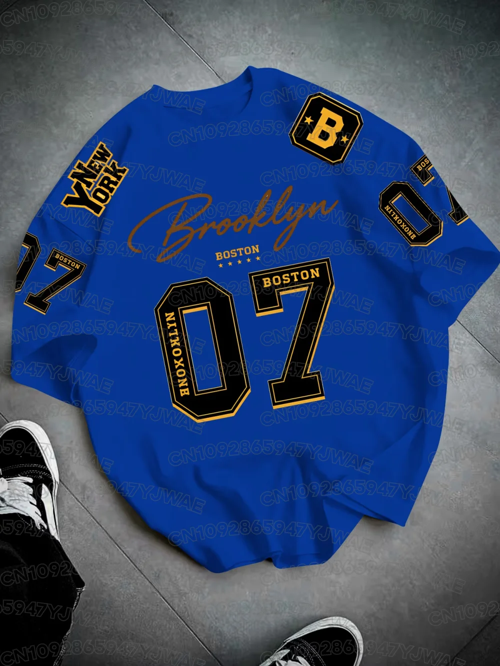 Men's Women's Street Style Printed T-Shirt Brooklyn Boston #07 Graphic Short Sleeve American Vintage Sporty Style T-Shirt