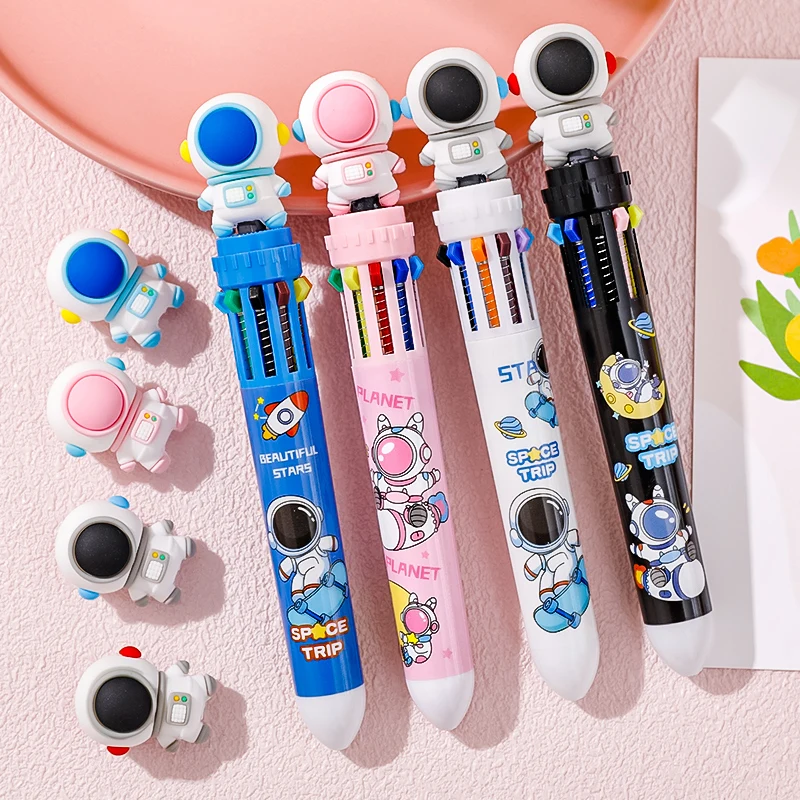 

10 Colors Cartoon Astronaut Ballpoint Pen School Office Supply Stationery Papelaria Escolar Multicolored Pens Kawaii Stationery