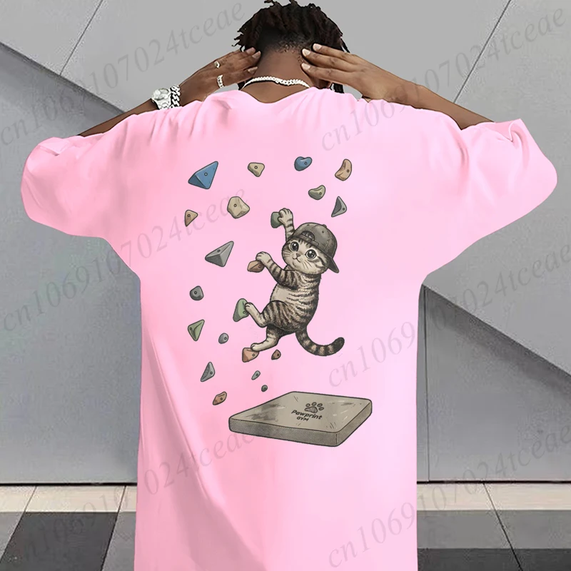 Klettern Bouldern Katzen-Grafik T-Shirt für Männer und Frauen Lustiges Kletterer-Tiermotiv T-Shirts Lässige Outdoor-Streetwear T-Shirts – Detail 3