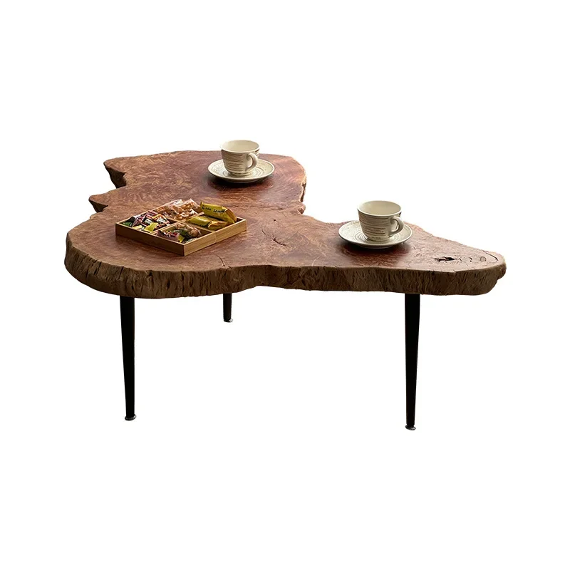 

Wabi Sansan wind solid wood coffee table living room household special-shaped table homestay short table small apartment balcon