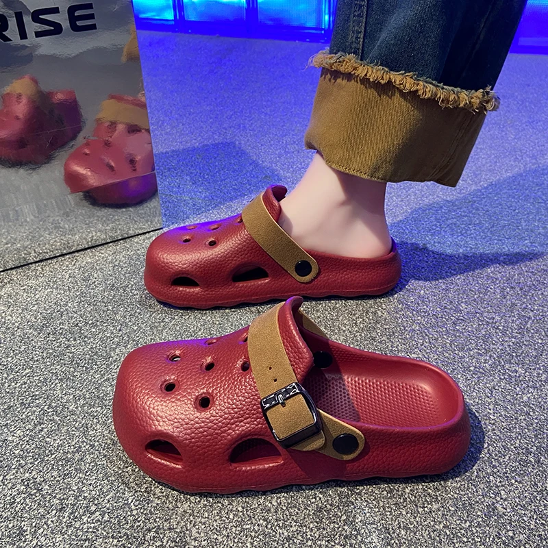 

Женские противоскользящие сандалии Baotou Half Drag, новинка 2025, уличная повседневная пляжная обувь на толстой подошве