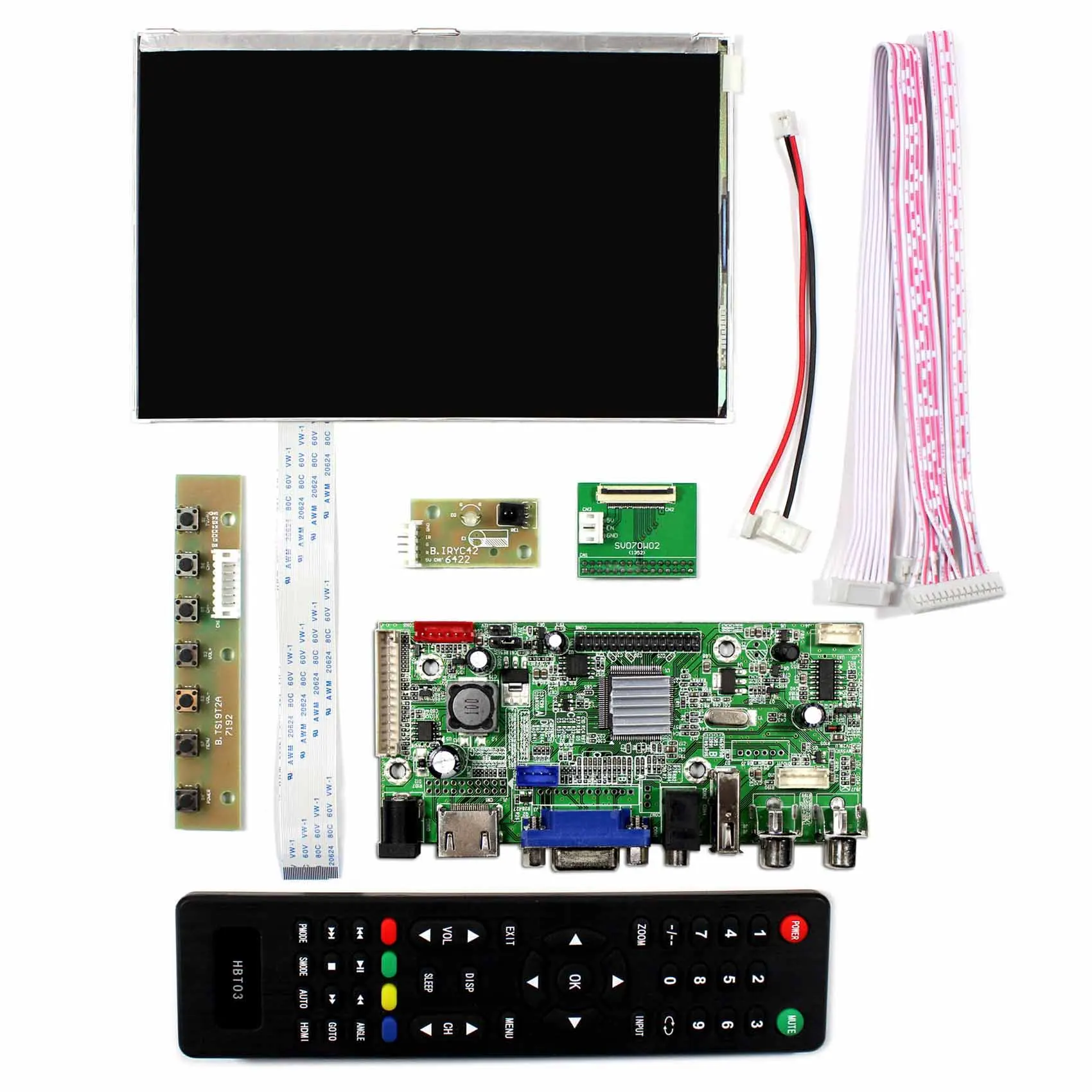 HD MI VGA 2AV Audio USB lcd Controller board VS-V59AV-V1 and 7inch HSD070PWW1-B00 1280x800 IPS lcd panel