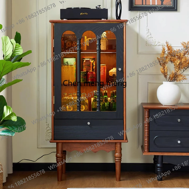 

French Retro Display Wine Cabinet Small Apartment Living Room Wine Cabinet Glass Storage Bar Furniture Barschrank