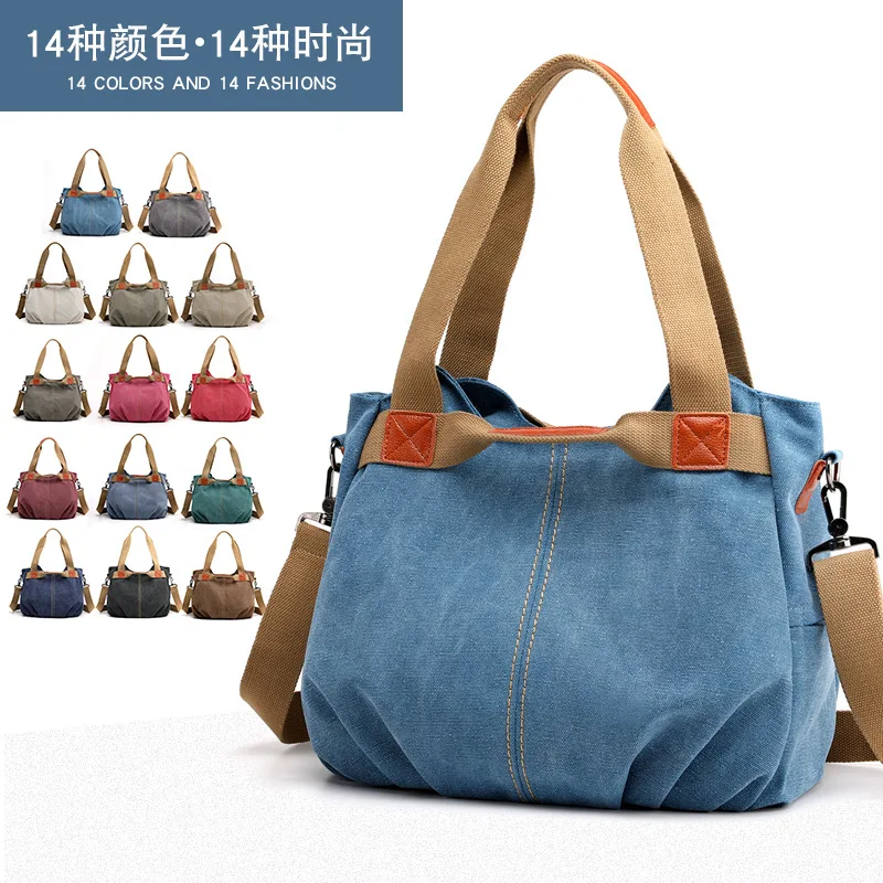 

Fashion Women Canvas Tote Bag Shoulder Crossbody Large Capacity Handbag Vintage Versatile Top Handle Work Travel Ladies Hobo Bag