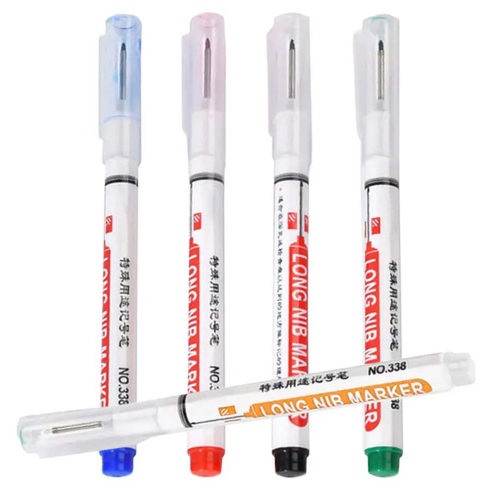 

5Pcs Deep Hole Marker Pen Long Nib Multi Use Paint Pen for Wood Metal Glass Rubber Marking Long Nib Marker Deep Hole Pens