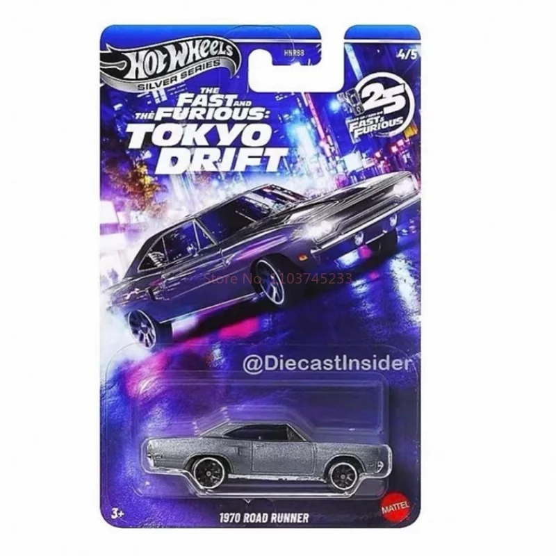 รถฮอตวีลส์ แมทเทล ฟาสต์แอนด์ฟิวเรียส M HNR88 ซีรีส์สีเงิน ชุดโตเกียวดริฟท์ นิสสัน เชฟโรเลต รถโมเดลไดแคสต์สเกล 1/64 ของสะสม
