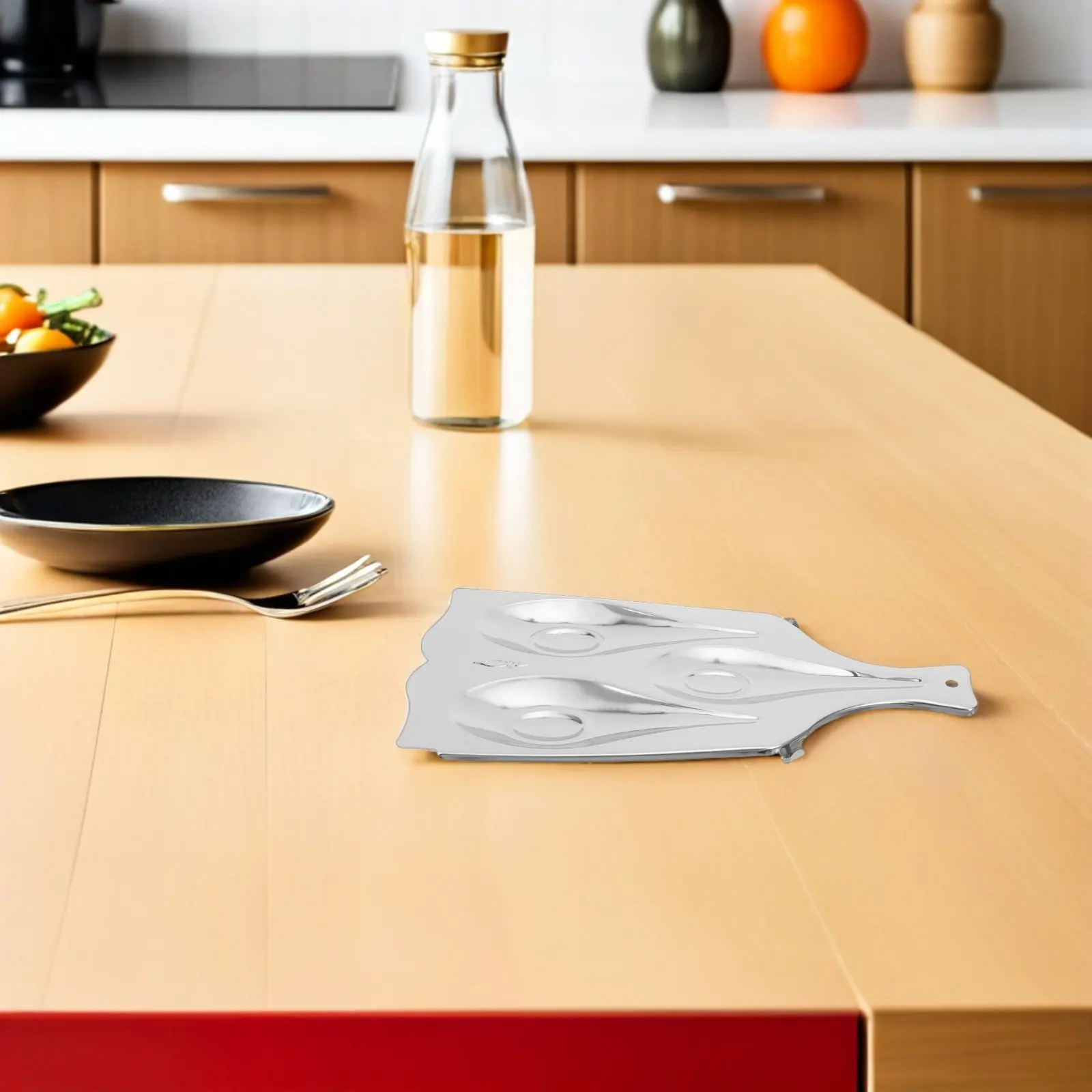 Reposacucharas de Acero Inoxidable de Tres Compartimentos para Encimera de Cocina, Organizador de Utensilios, Espátulas, Cucharones, Tenedores y Cubiertos