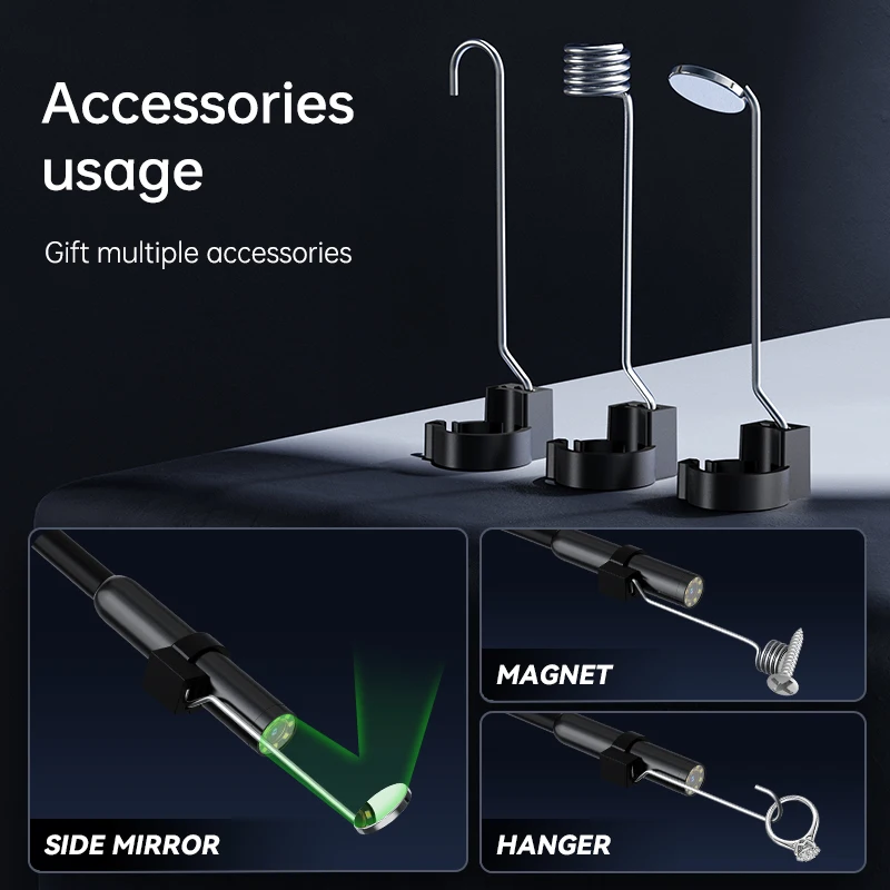 Industrial Endoscope Camera 4.3 IPS Screen 1080P Single/Dual Lens IP67 Waterproof 5M Cable 2000mAh Borescope for Car Pipe Inspection