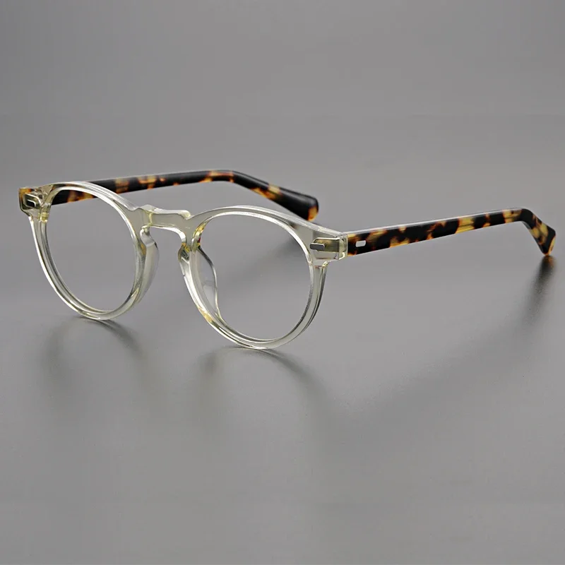 Vintage acetate eyeglasses frame men high quality retro round optical eyewear Myopia reading women clear glasses