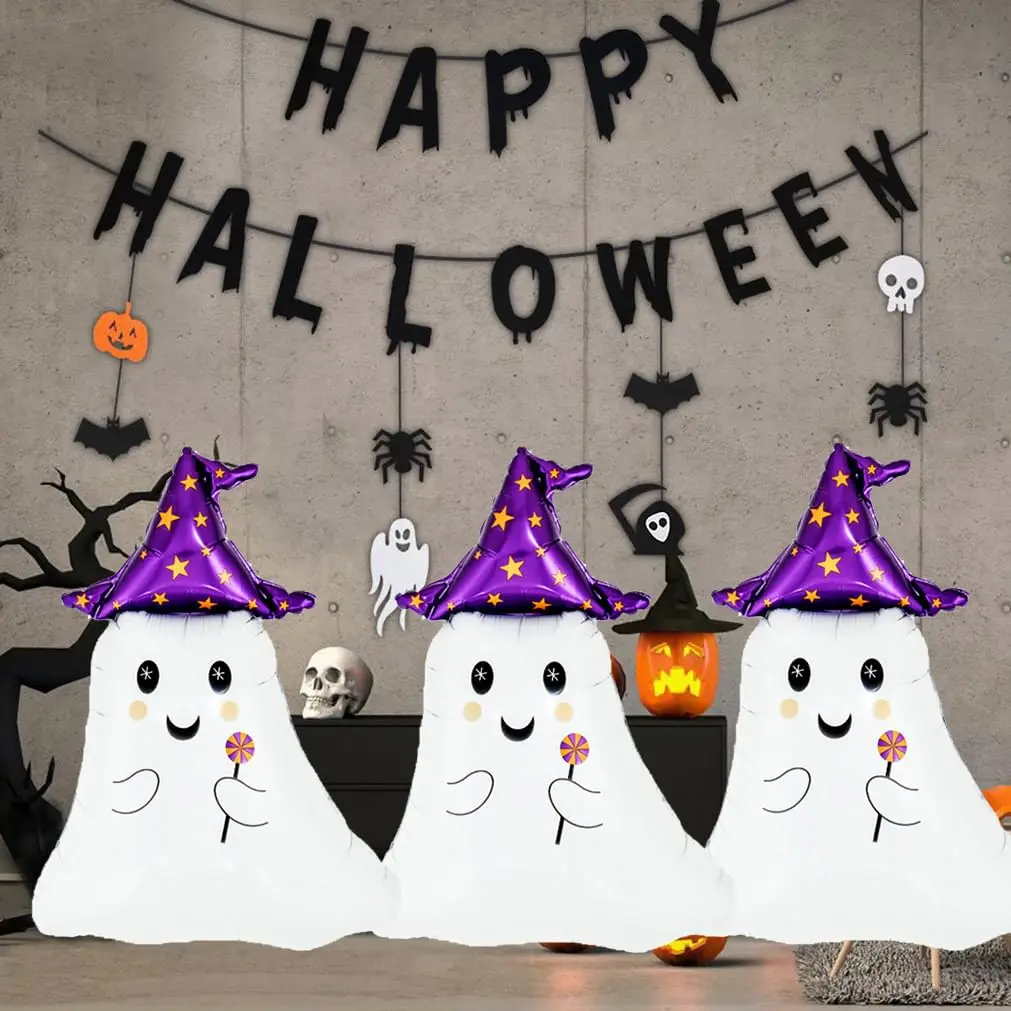 5 Stück 31,5 Zoll süße Geister-Aluminiumfolienballons, Geburtstags-, Halloween-, Spukhaus-Party-Dekorationsballons – Detail 5