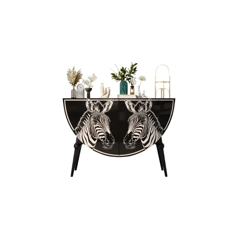 

French light luxury entrance cabinet, living room hand-painted furniture, American painted storage cabinet