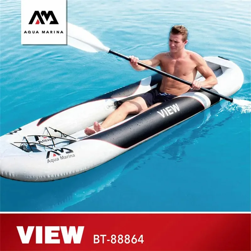 AQUA MARINA Inflatable Boat VIEW Kayak Transparent Viewport Sport Kayak Canoeing With High Back Seat 300*80cm 400*80cm Kayak Set