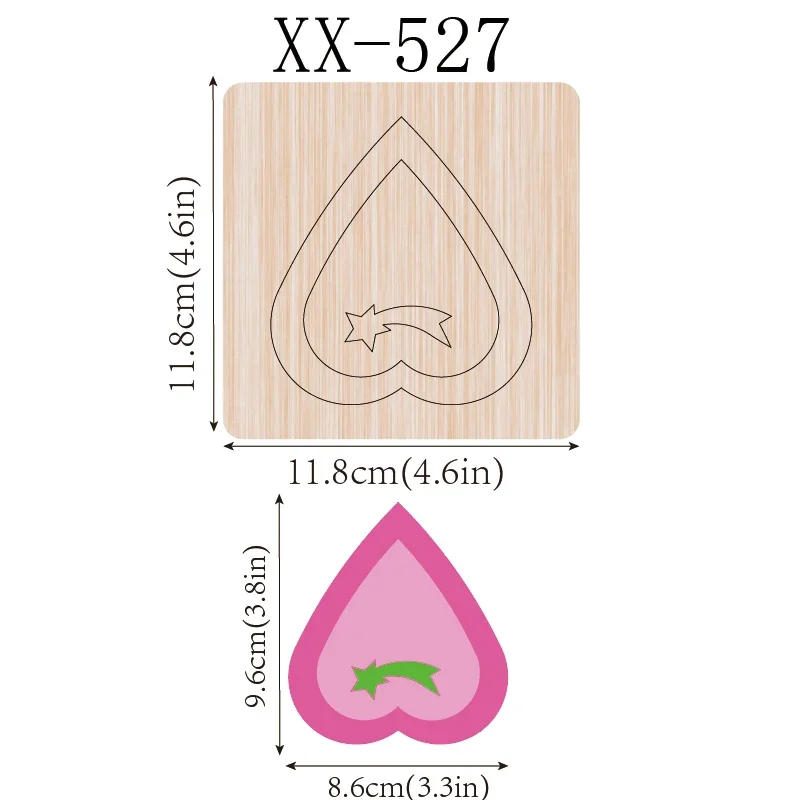 

Super Attractive Wooden Cutting Dies Set with Multiple Sizes - Hearts Ice Cream Shapes Compatible with Most Machines