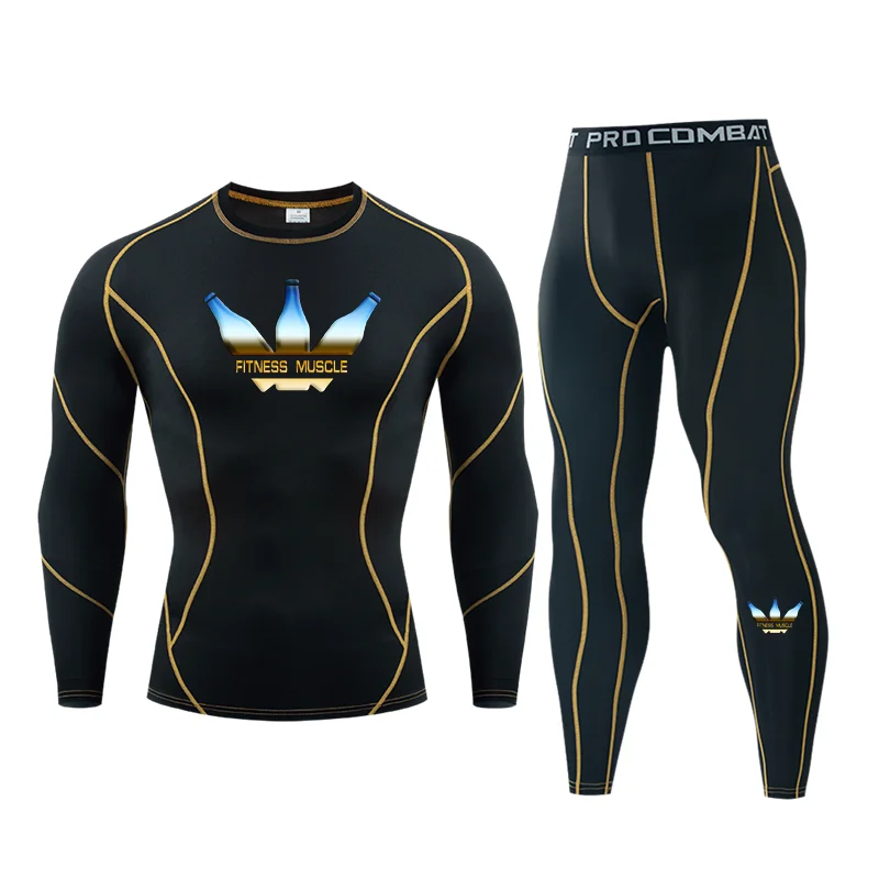 

Thermal Underwear Sport Sets Men's Fitness Quick-Drying Compression T-Shirt Long Sleeve T-Shirt Tights Leggings Sport Track Suit