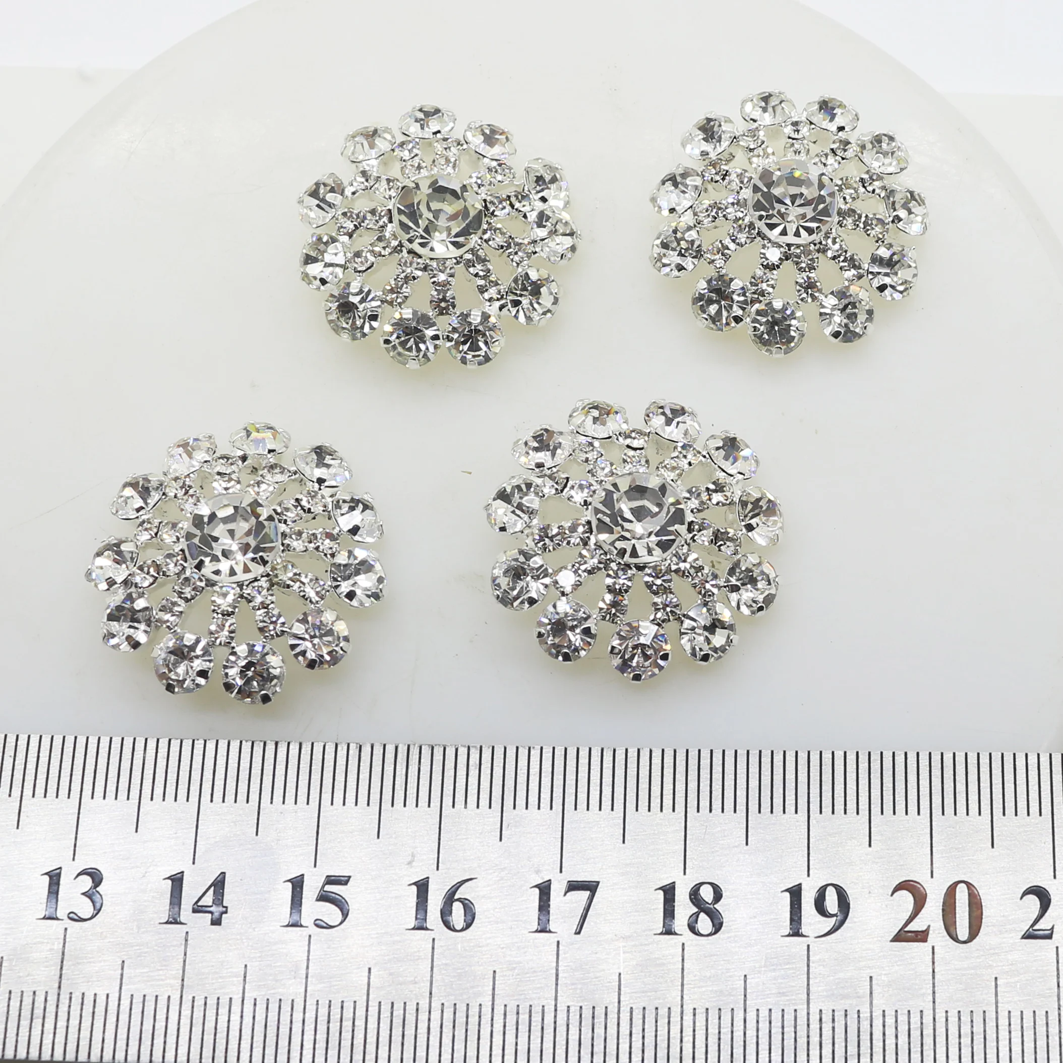 TYNUOMI 26mm 10Pcs Flower Rhinestone Sewing Buttons For Clothing Needlework Shank Decorative Accessories Craft Supplies