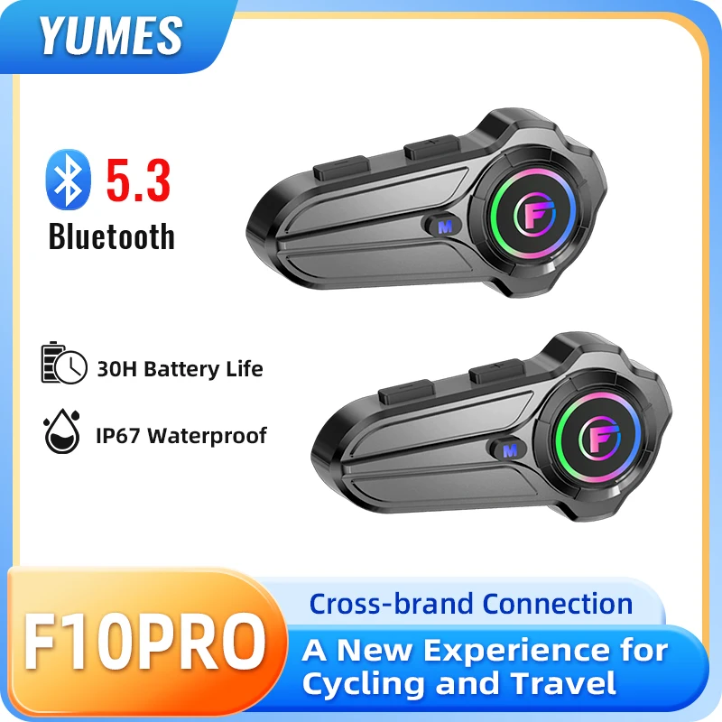 F10 Pro Motorcycle Helmet Bluetooth Headset 1000M Two‑Person Intercom IP67 Waterproof Hands‑Free Call Music Sharing