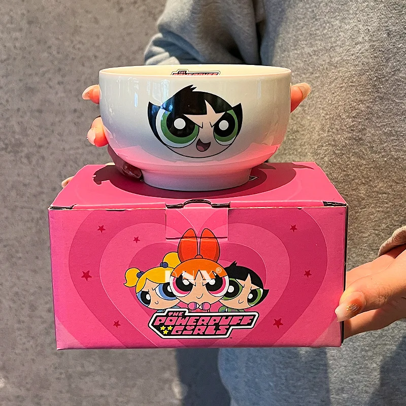 Buttercup Bubbles Blossom The Powerpuff Girls Cute Cartoon Ceramic Bowl Kawaii Periphery Soup Bowl Home Decor Room Decoration