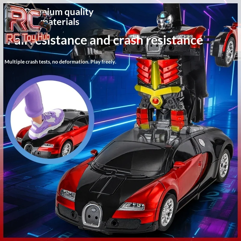 

1:18 Remote Control Transforming Car Robot Rechargeable Electric One Button Conversion Simulated Sports Car Drift Dance For Kids