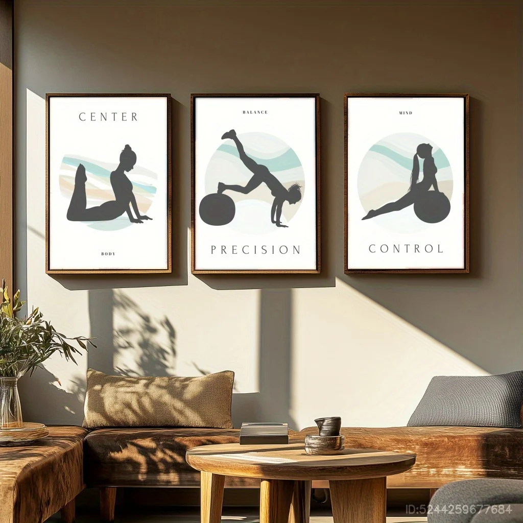 Rahmenlos, 3 Stück, ungerahmte, exquisite Leinwand, stilvolle, künstlerische Weltraum-Tribut-Pilates-Wanddekoration, minimalistisches Dekor, moderner Kunststil D