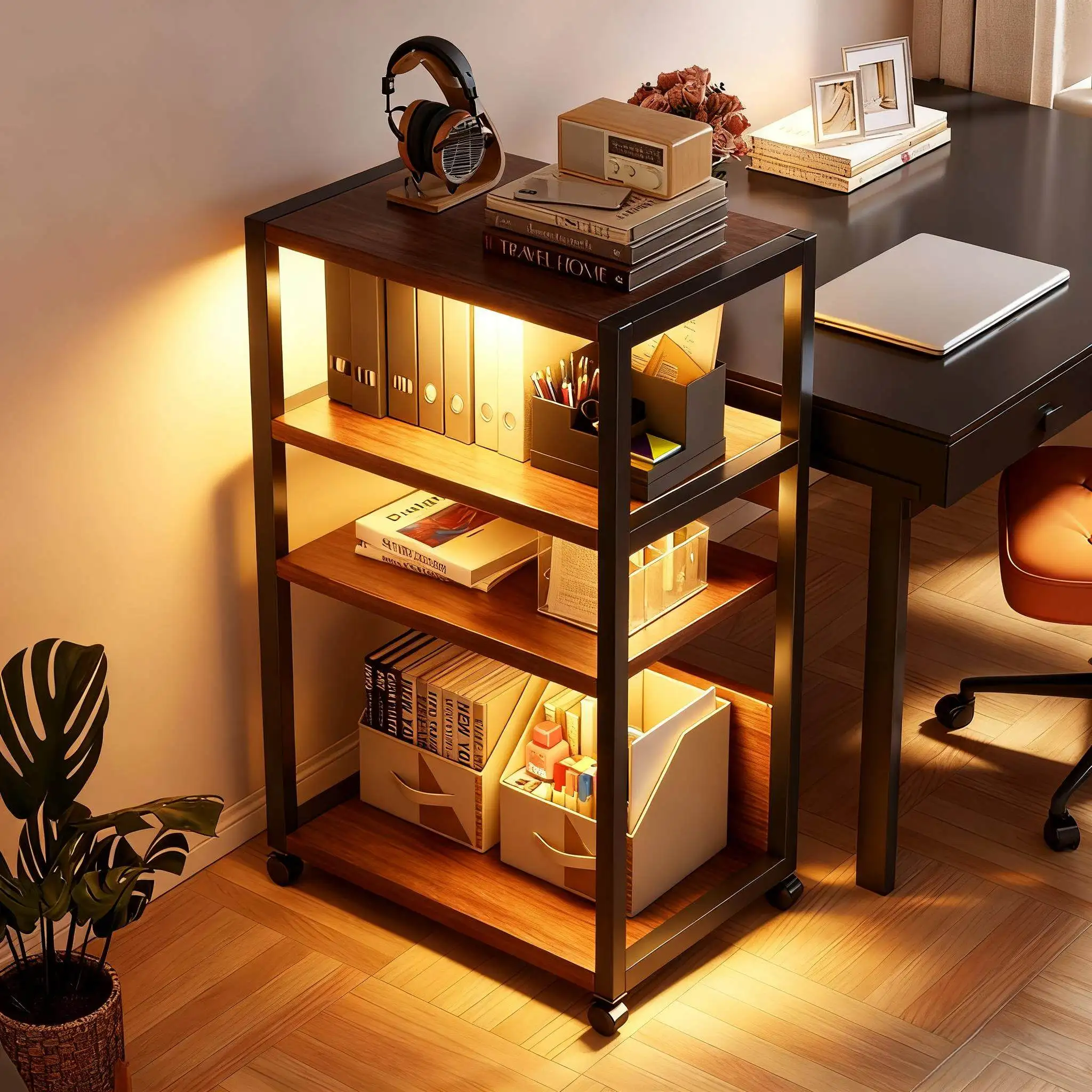 Suporte Multifuncional para Impressora de Computador de Mesa, Prateleira de Armazenamento Simples e Multifuncional para Casa