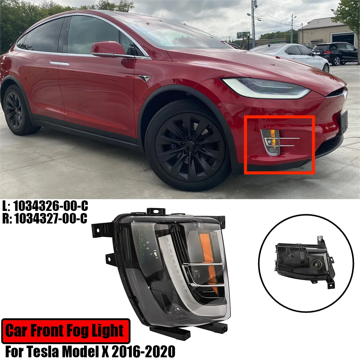 

For Tesla Model X 2016-2020 Car Front Fog Light Lamp US EU Version Daytime Running Left Right Replacement 1034326-00 1034327-00