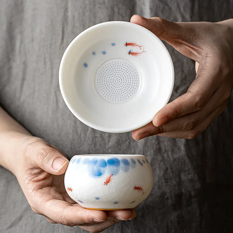 

Керамическая интегрированная чайная воронка, ситечко для чая Ru Ware, ручная роспись, белый фарфор, аксессуары для чая