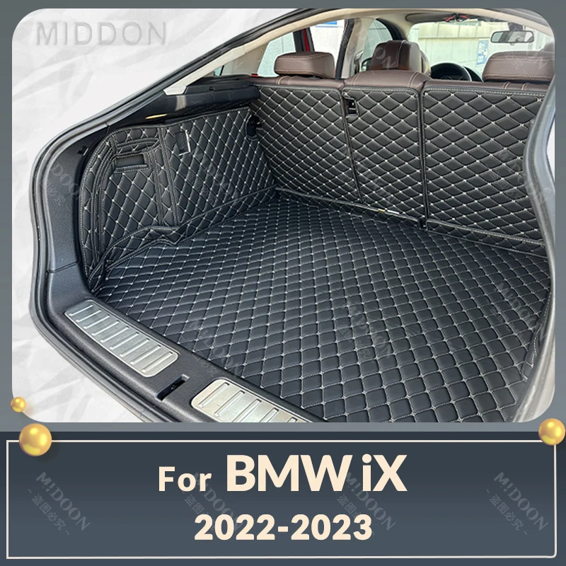 

Auto Full Coverage Trunk Mat For BMW iX 2022 2023 Leather Car Boot Cover Pad Cargo Liner Interior Protector Accessories